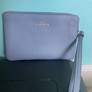 Coach Blue Leather Wristlet Clutch